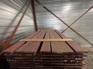 Ca. 87x Purple Heart planken geschaafd, 21x120mm, lengte 185cm
